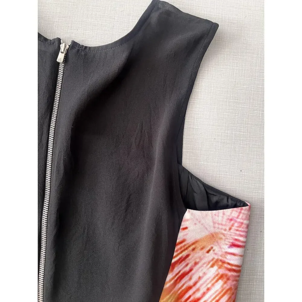 Sandro Sz 3/US 8 Bold Feather Print Dress Black Mini Sheer Cocktail Artsy French - Picture 8 of 13